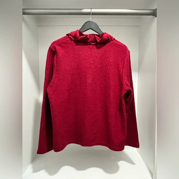 Appleseeds’s boiled 100% wool burgundy red ruffle jacket sweater women’s Medium - Picture 4 of 8